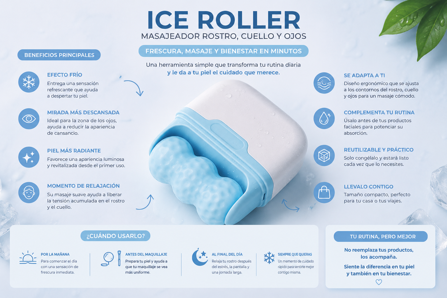 Masajeador Rostro Cuello Ojos Ice Roller
