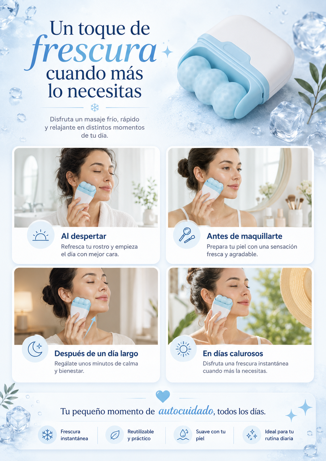 Masajeador Rostro Cuello Ojos Ice Roller